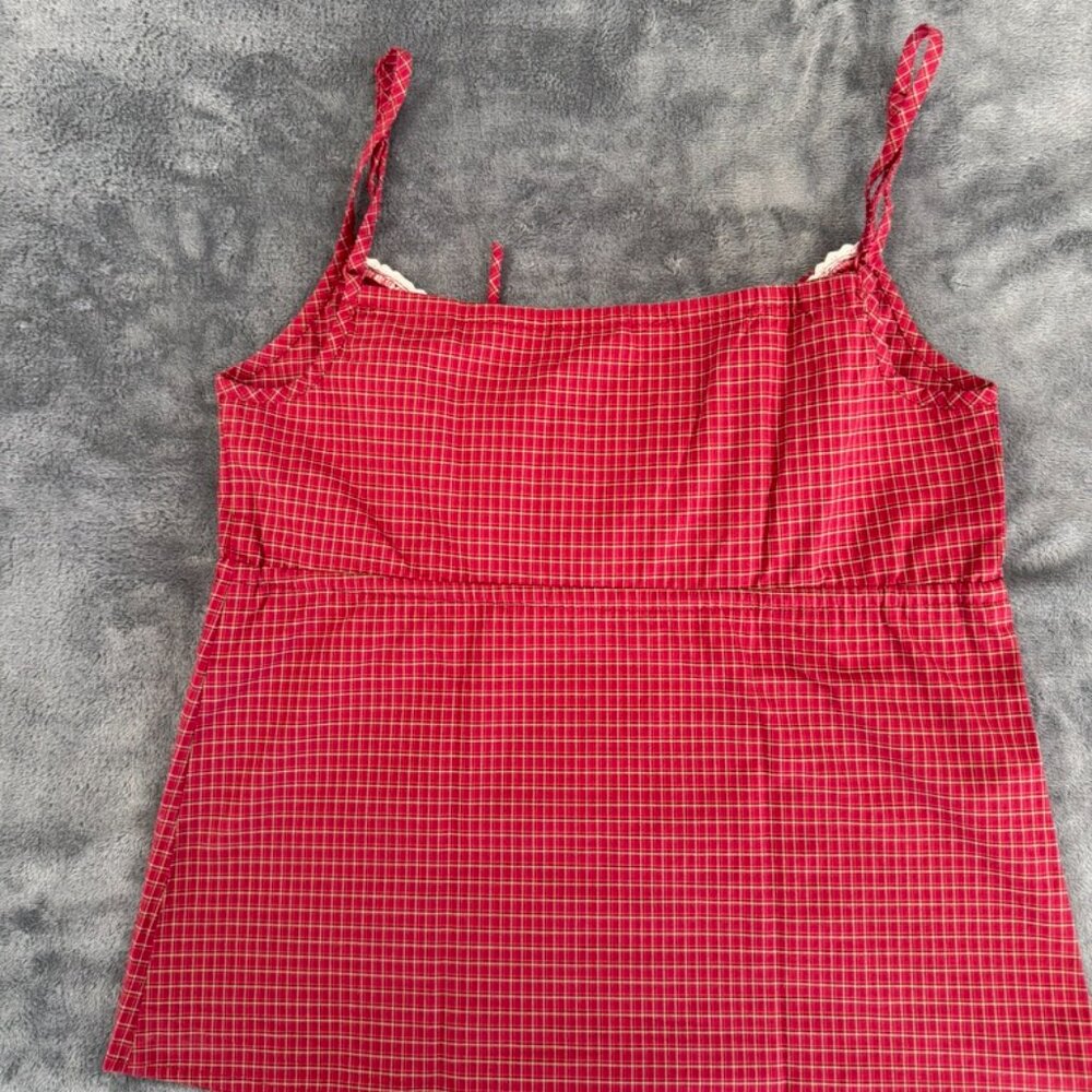 Brandy Melville Burgundy Plaid Tiffany Tank Top NWT - Picture 3 of 10